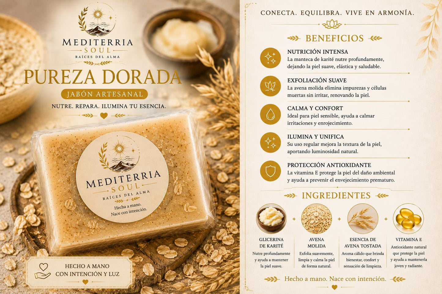Jabon Artesanal Pureza Dorada 8oz