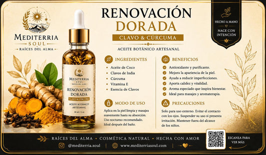 Aceite Artesanal Renovacion Dorada 30 ml (1 oz)