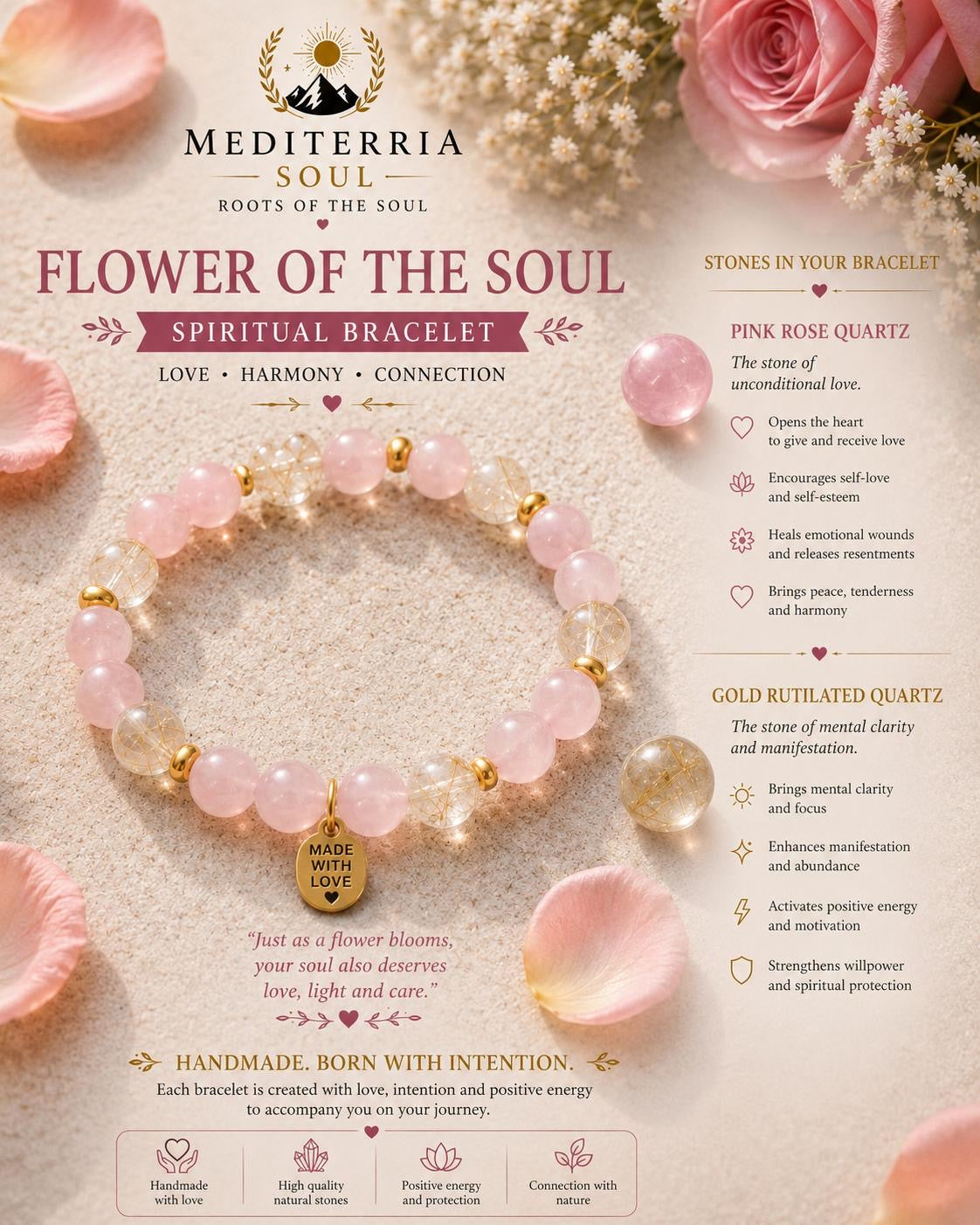 Kit Flor del Alma / Pulsera 8mm + Jabon 8 oz