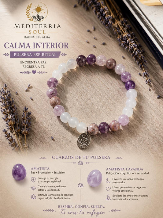 Calma Interior / Pulsera de Amatista y Amatista Lavanda 8mm