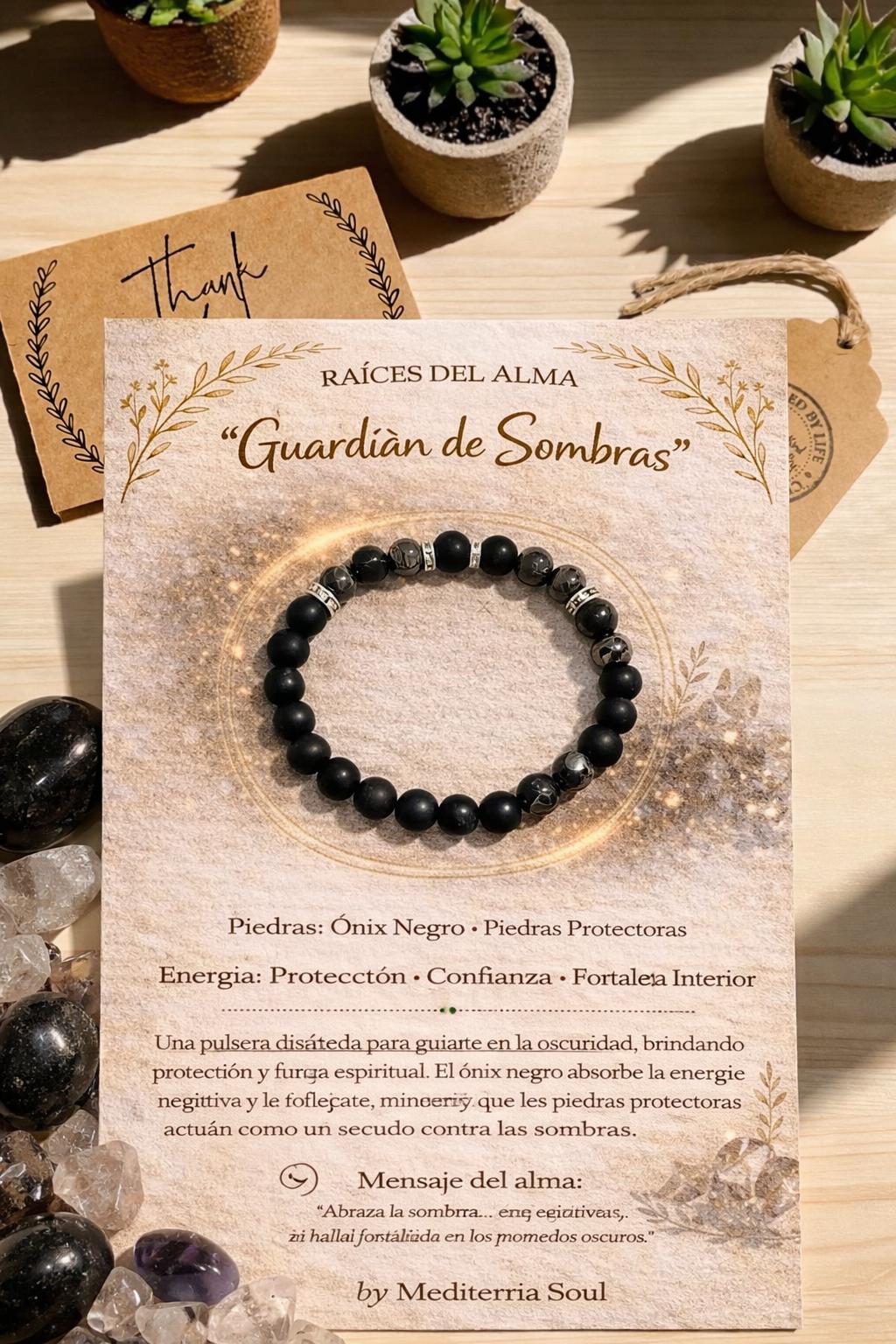 Guardian de Sombras / Pulsera de Onix Negro y Proteccion Energetica 8mm