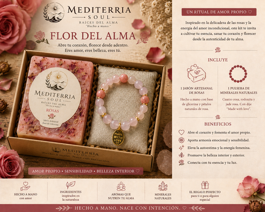 Kit Flor del Alma / Pulsera 8mm + Jabon 8 oz
