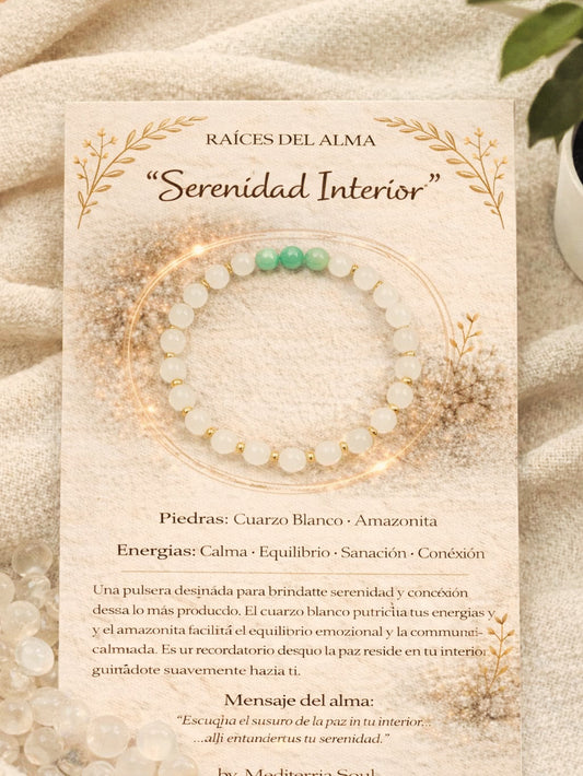Serenidad Interior / Pulsera de Piedra Luna y Amazonita 8mm