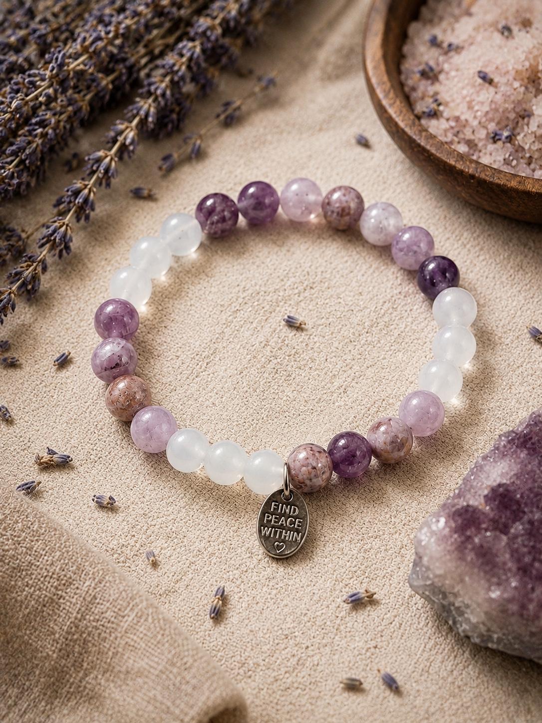 Calma Interior / Pulsera de Amatista y Amatista Lavanda 8mm