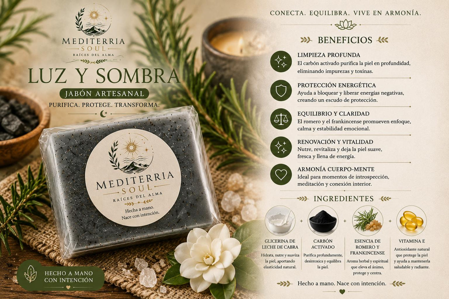 Jabon Artesanal Luz Y Sombra 8oz