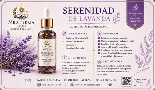 Aceite Artesanal Serenidad de Lavanda 30 ml (1 oz)