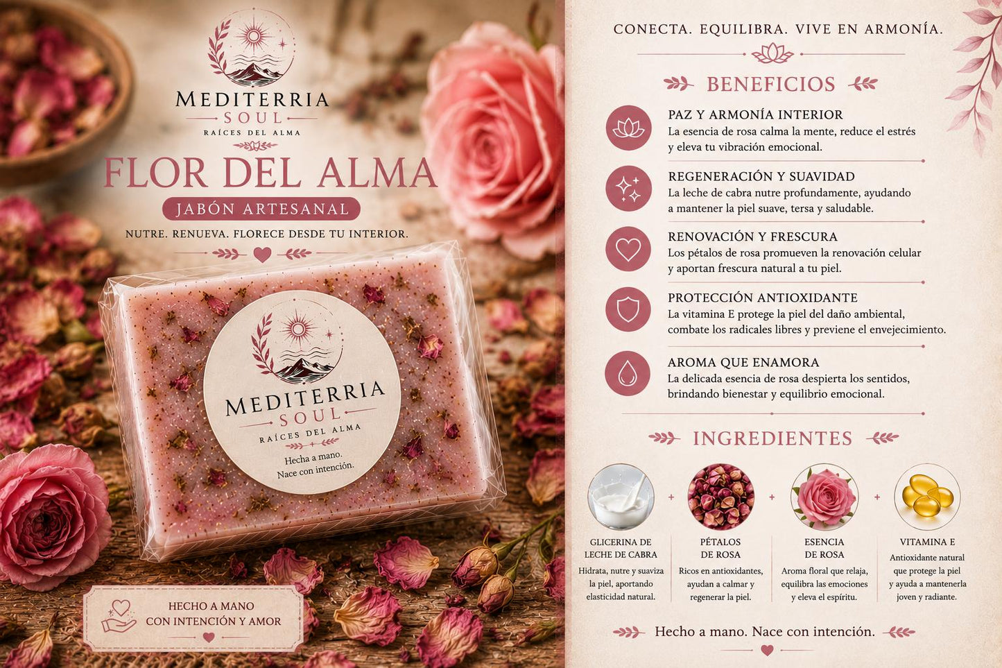 Kit Flor del Alma / Pulsera 8mm + Jabon 8 oz