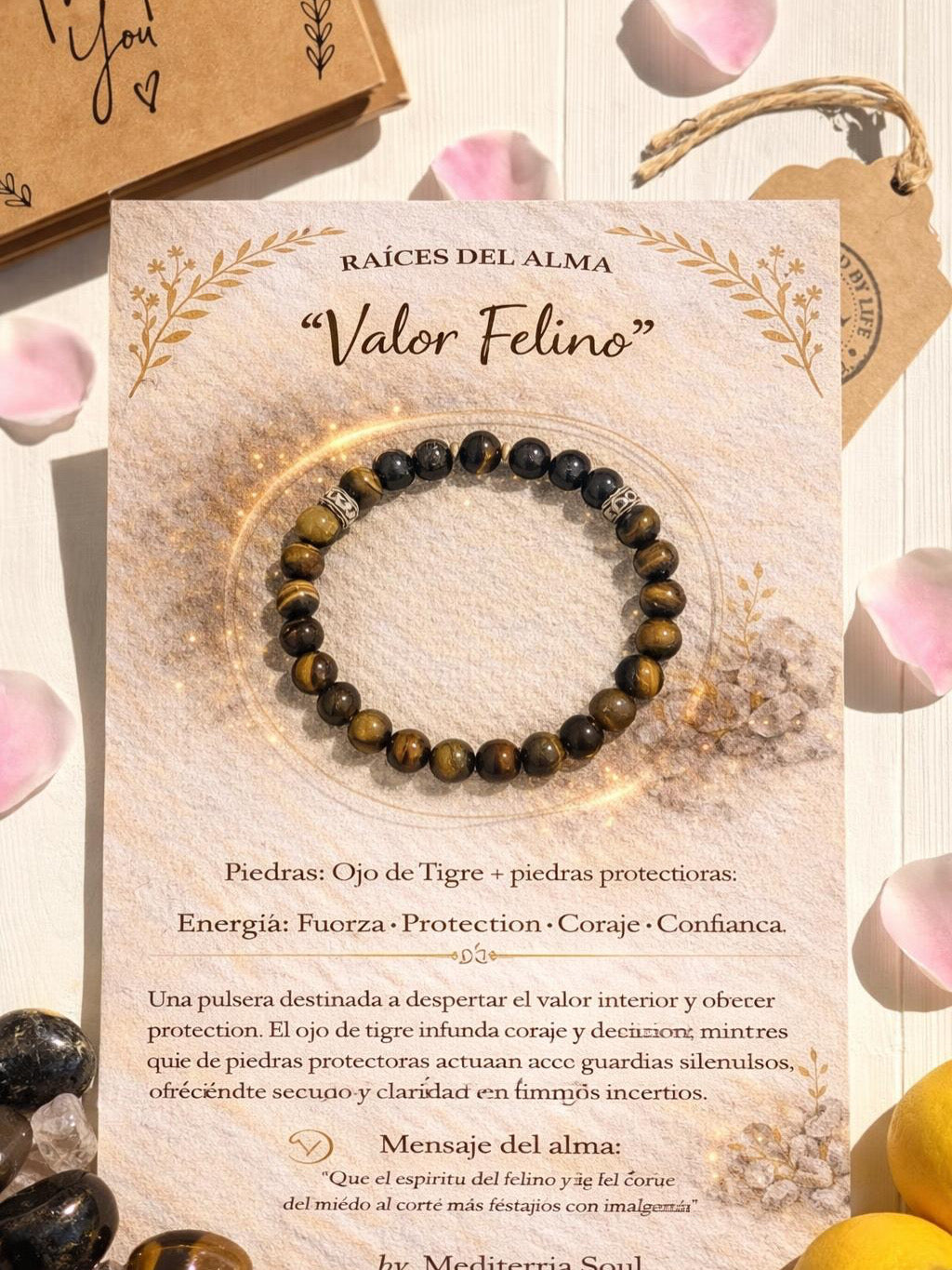 Valor Felino / Pulsera de Ojo de Tigre y Proteccion Energetica 8mm