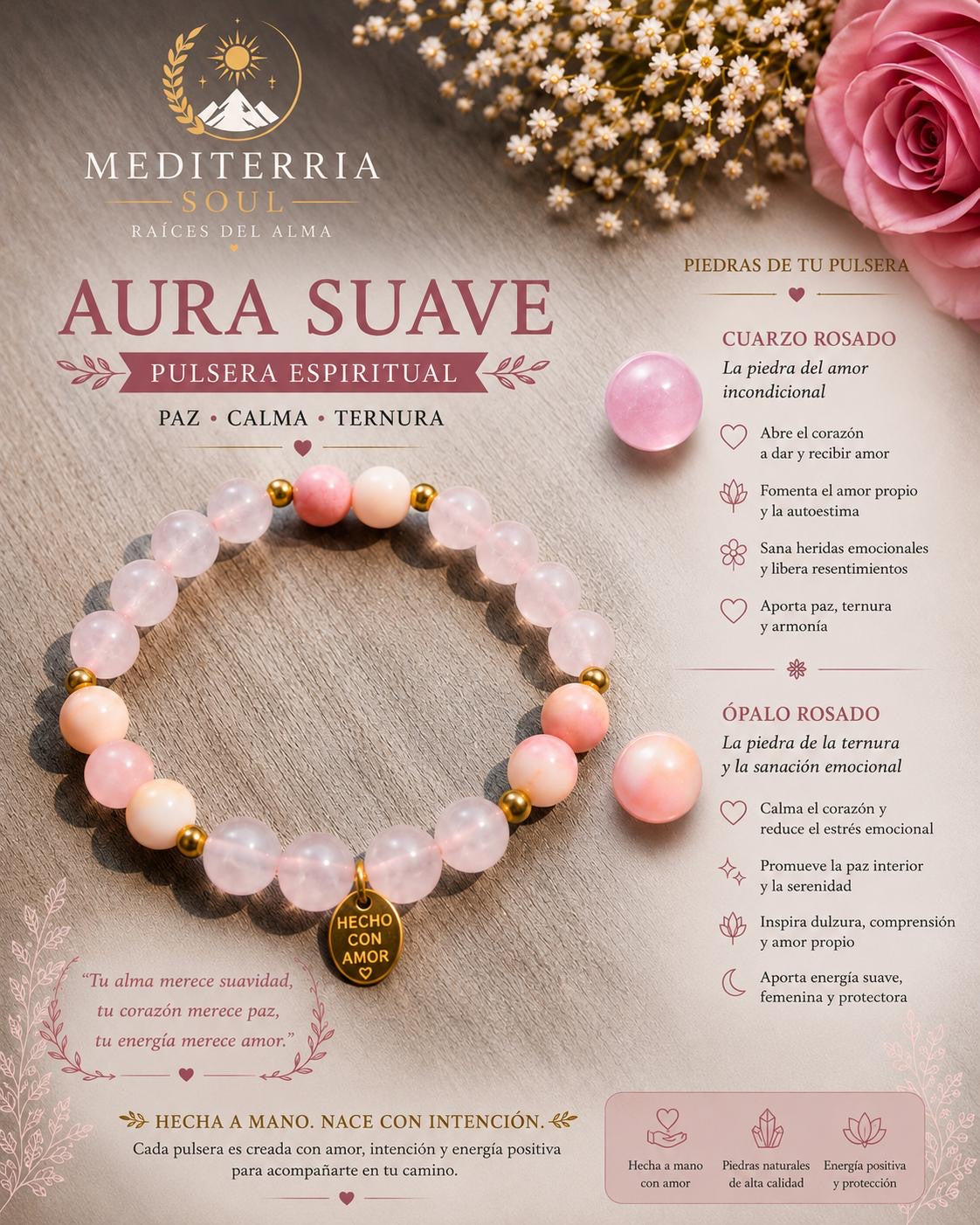 Kit Aura Suave / Pulsera 8mm + Jabon 8 oz