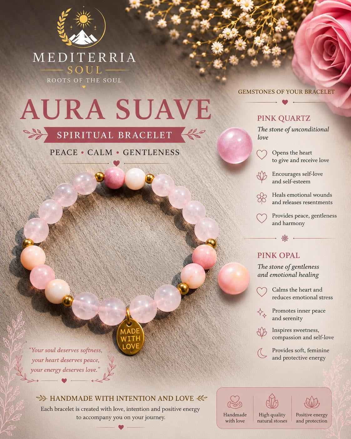 Kit Aura Suave / Pulsera 8mm + Jabon 8 oz