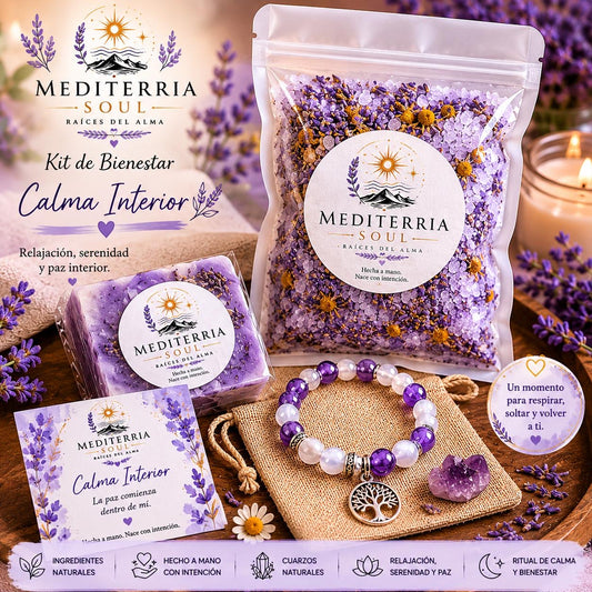Kit Calma Interior / Pulsera 8mm + Jabon 8oz + Sal Artesanal 8oz