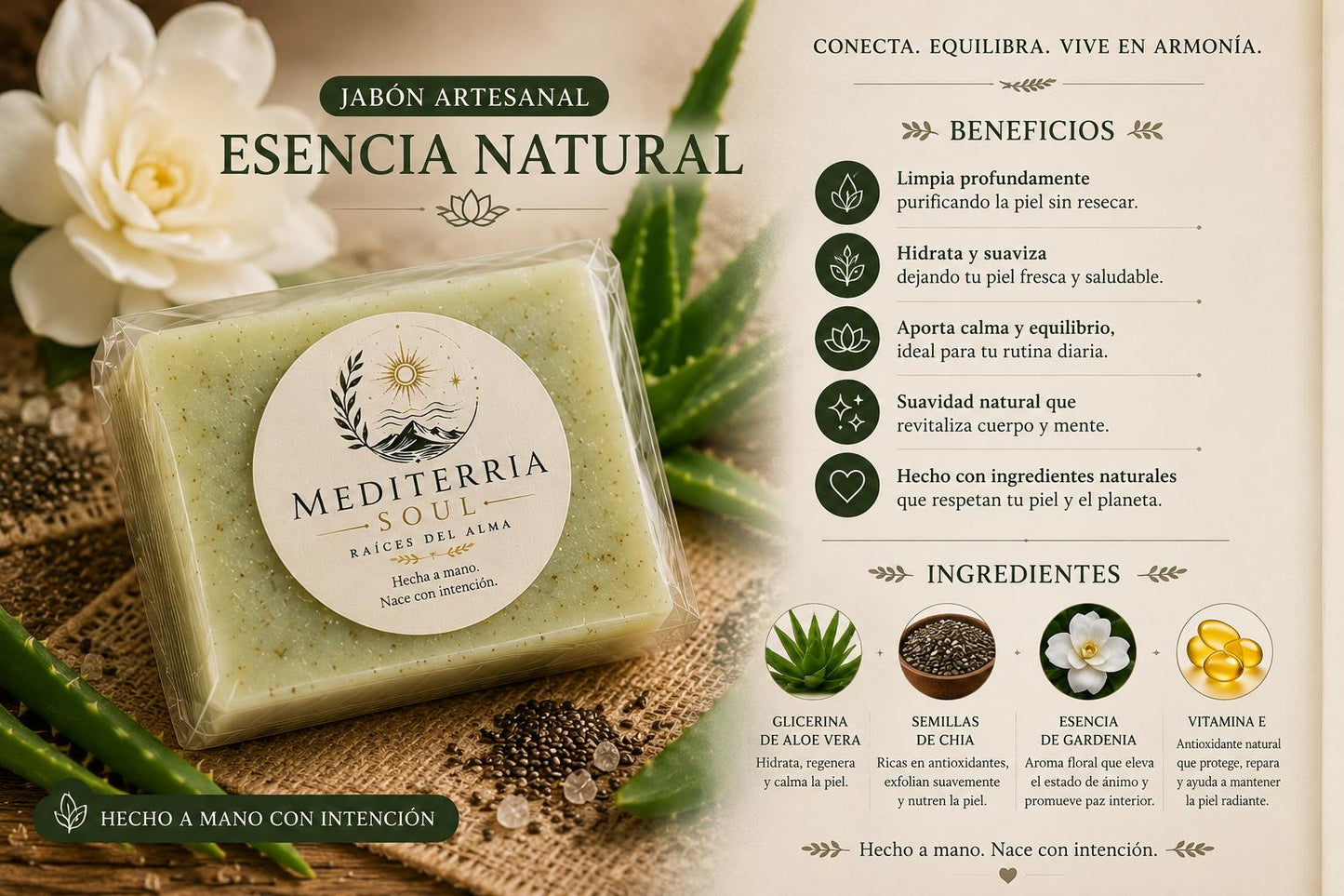Jabon Artesanal Esencia Natural 8oz