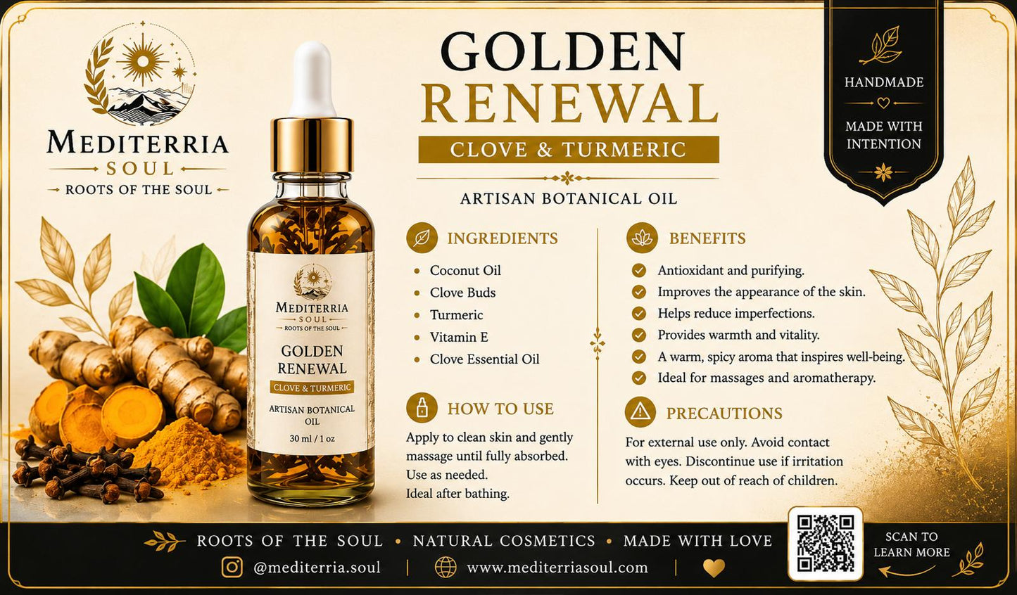 Aceite Artesanal Renovacion Dorada 30 ml (1 oz)